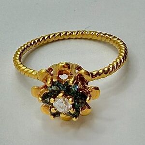 1960s s6.25 SOLID YG GEN MONTANA SAPPH & Diamond Buttercup FLORAL TWIST ring